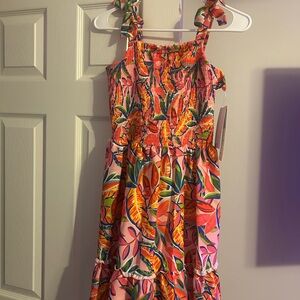 Rare Editions Pink and Orange Floral Kids Dress